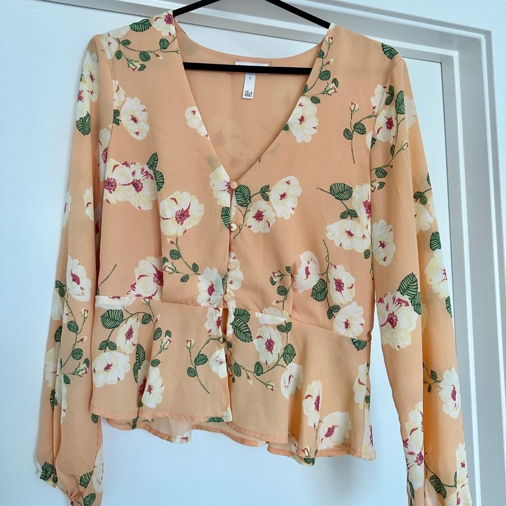 Leith Long Sleeve Peplum Women's Blouse - SIZE S